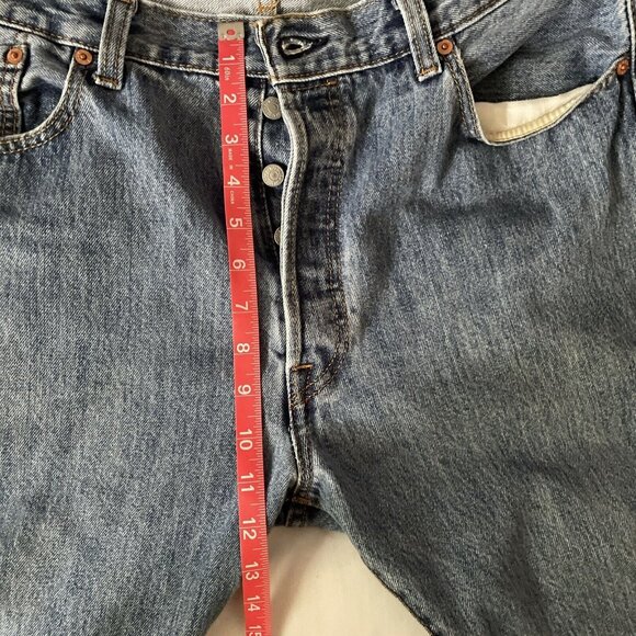 Levis 501 Button-Fly Blue Jeans W35 L30 Straight Fit Vintage Denim - Picture 10 of 13